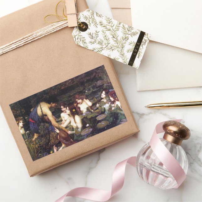 Sticker Rectangulaire John William Waterhouse Hylas et les Nymphes (Cadeaux)