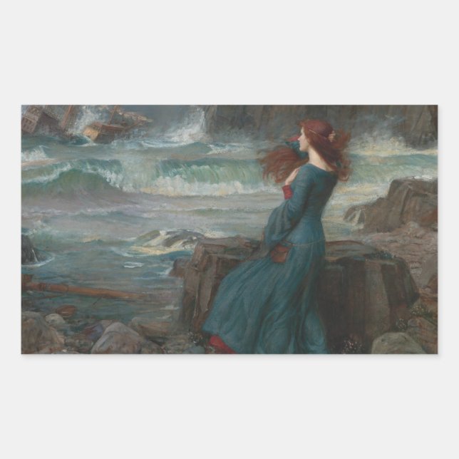 Sticker Rectangulaire John William Waterhouse - Miranda - La tempête (Devant)