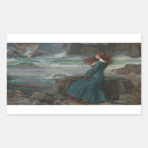 Sticker Rectangulaire John William Waterhouse - Miranda - La tempête