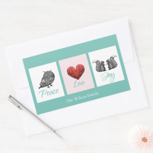 Sticker Rectangulaire Joie de paix scandinave moderne Noël