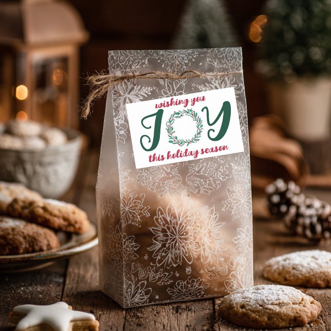 Sticker Rectangulaire JOIE Fer de Noël à main (JOY Christmas Wreath Hand-Drawn CUSTOM Rectangular Sticker
)