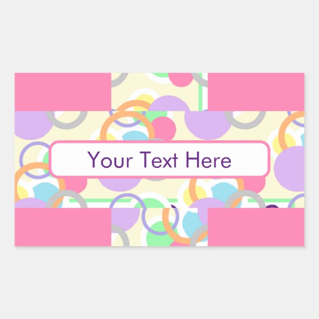 Sticker Rectangulaire Joli cercle rose bulle mignon (Devant)