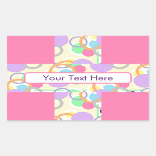 Sticker Rectangulaire Joli cercle rose bulle mignon