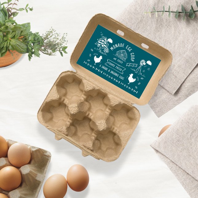 Sticker Rectangulaire Joli dessin de style Doodon Rustique Oeuf Carton (Créateur téléchargé)