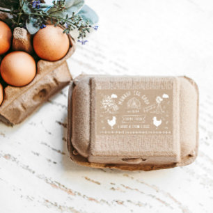 Sticker Rectangulaire Joli dessin de style Doodon Rustique Oeuf Carton