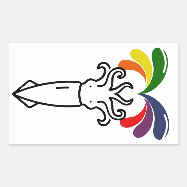 Sticker Rectangulaire Joli Gay pride arc-en-ciel Squid LGBTQ2S+ (Devant)