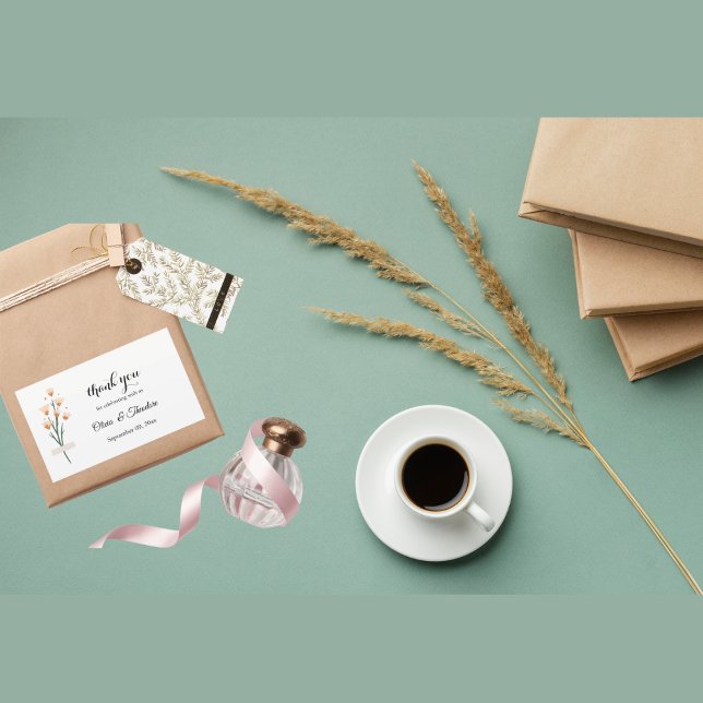 Sticker Rectangulaire Joli Mariage Fleur sauvage à l'Aquarelle rose tend (Créateur téléchargé)