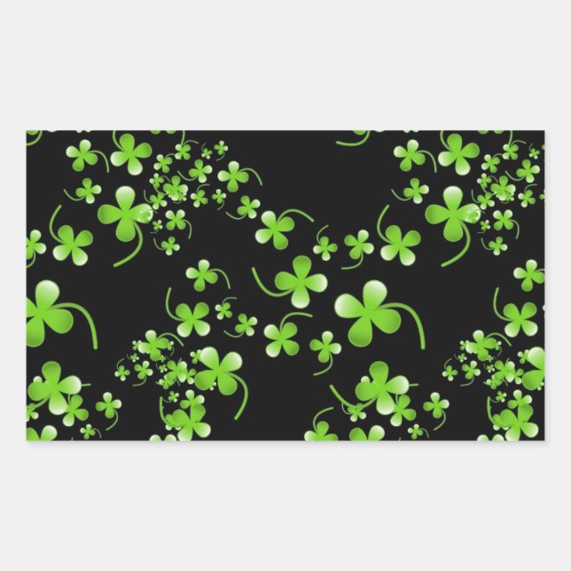Sticker Rectangulaire Joli motif Shamrock, vert sur accessoire noir (Devant)