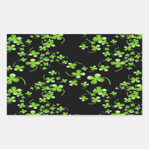 Sticker Rectangulaire Joli motif Shamrock, vert sur accessoire noir