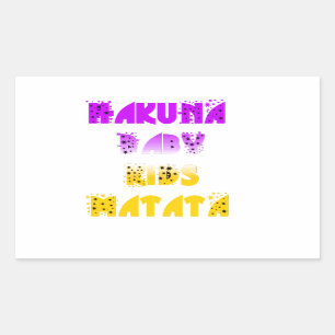 Sticker Rectangulaire Joli violet et jaune Hakuna Matata bébé enfants G