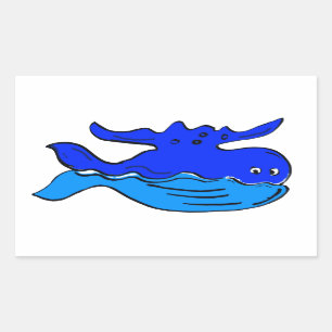 Sticker Rectangulaire Jolie baleine bleue caricaturale
