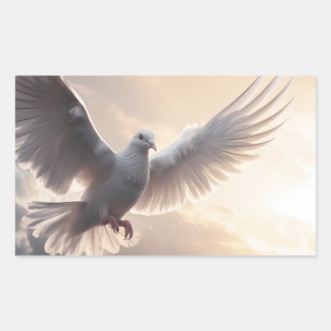 Sticker Rectangulaire Jolie colombe blanche (Devant)