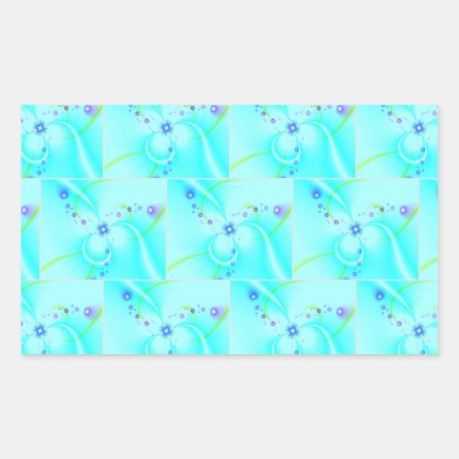 Sticker Rectangulaire Jolie Fleur Bleue  (Devant)
