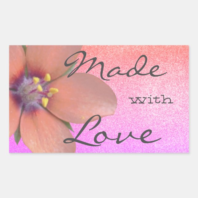 Sticker Rectangulaire Jolie Fleur rose Lilac Fleur Fabriquée avec amour (Devant)