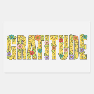 Sticker Rectangulaire Jolie Gratitude Affirmation Colorée Texte Floral