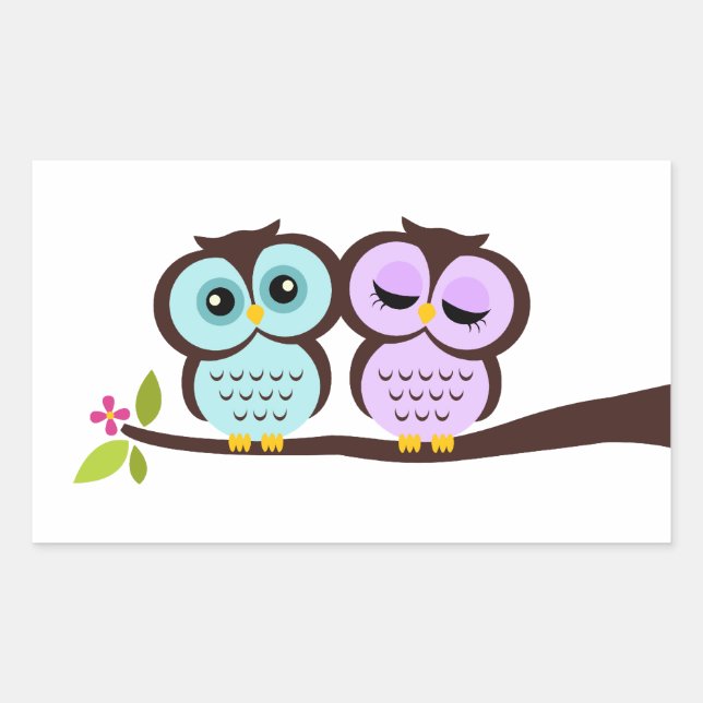 Sticker Rectangulaire Jolies Chouettes (Devant)