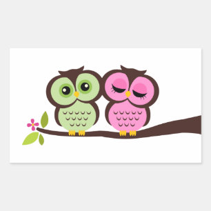 Sticker Rectangulaire Jolies Chouettes