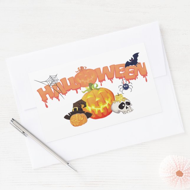 Sticker Rectangulaire Jolies décorations d'Halloween (Enveloppe)