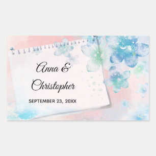 Sticker Rectangulaire Jolies fleurs bleues sur Mariage Arrière - plan ro