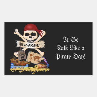 Sticker Rectangulaire Jolly roger, Bateau pirate & Poitrine de pirate