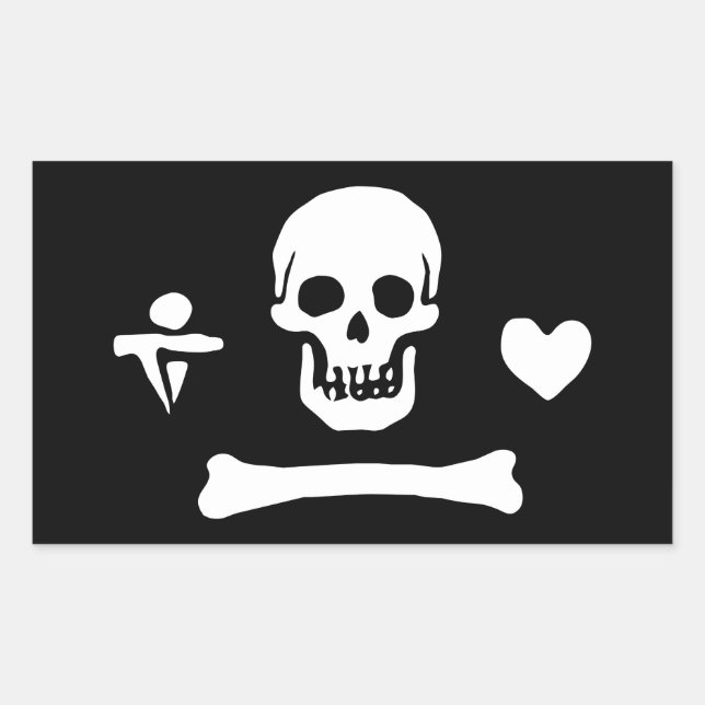 Sticker Rectangulaire Jolly roger du drapeau de Stede Bonnet Pirate (Devant)