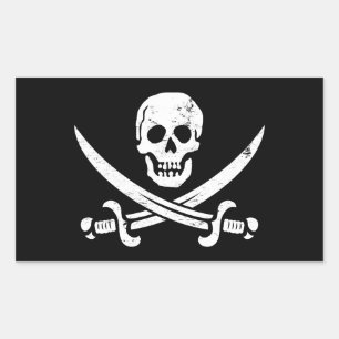 Sticker Rectangulaire Jolly roger du drapeau pirate John Rackham (Calico