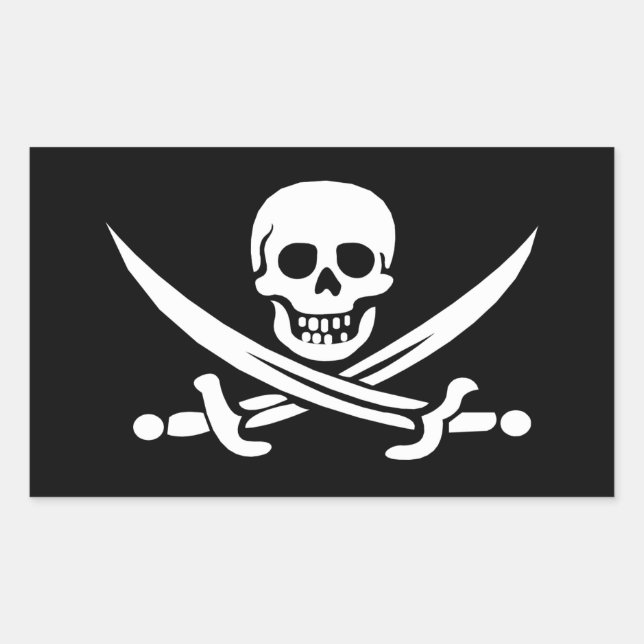 Sticker Rectangulaire Jolly roger piloté par Calico Jack (Devant)