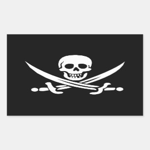 Sticker Rectangulaire Jolly roger piloté par Calico Jack