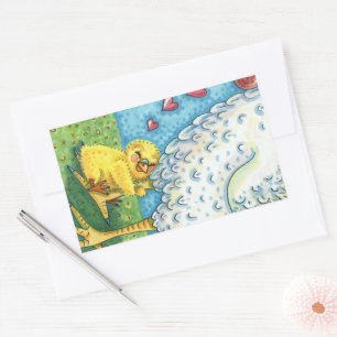 STICKER RECTANGULAIRE JOUER VOTRE MOMME, CUTE BÉBÉ POULET AIME MÈRE ALOR