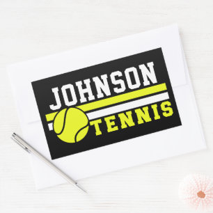Sticker Rectangulaire Joueur de tennis NOM Ball Jeu court personnalisé