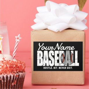 Sticker Rectangulaire Joueur d'équipe de baseball rétro AJOUTER NOM Pins