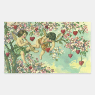Sticker Rectangulaire Jour des Valentines vintages Cupidons victoriens C