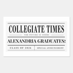 Sticker Rectangulaire Journal personnalisé Diplômé 2026 Classique Rou