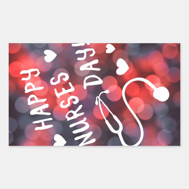 Sticker Rectangulaire journée des infirmières heureuses (Devant)