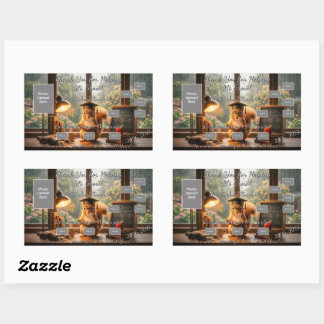 Sticker Rectangulaire Journée pluvieuse et cosy Écuyer Cadeau de reconna