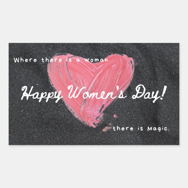 Sticker Rectangulaire Joyeuse journée des femmes noir (Devant)