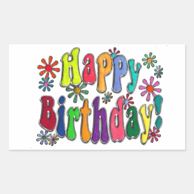 Sticker Rectangulaire Joyeux anniversaire (Devant)