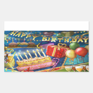 Sticker Rectangulaire Joyeux anniversaire