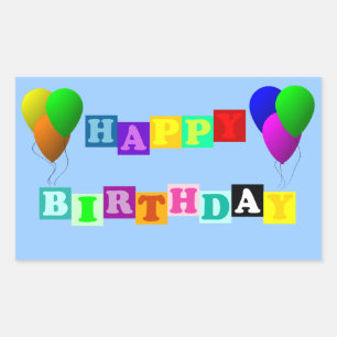 Sticker Rectangulaire Joyeux anniversaire avec ballons