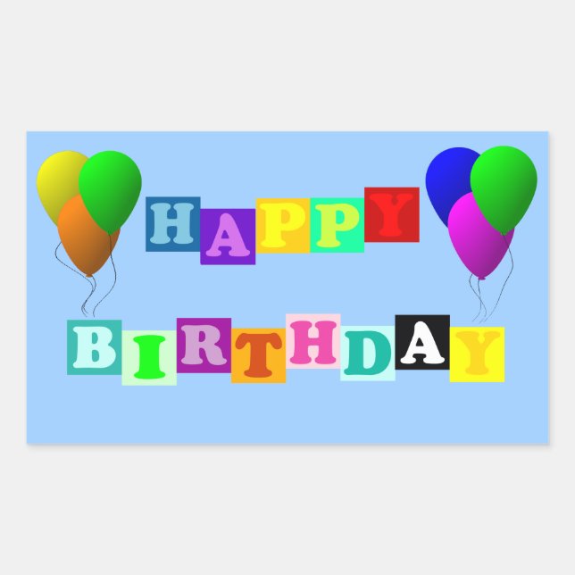 Sticker Rectangulaire Joyeux anniversaire avec ballons (Devant)