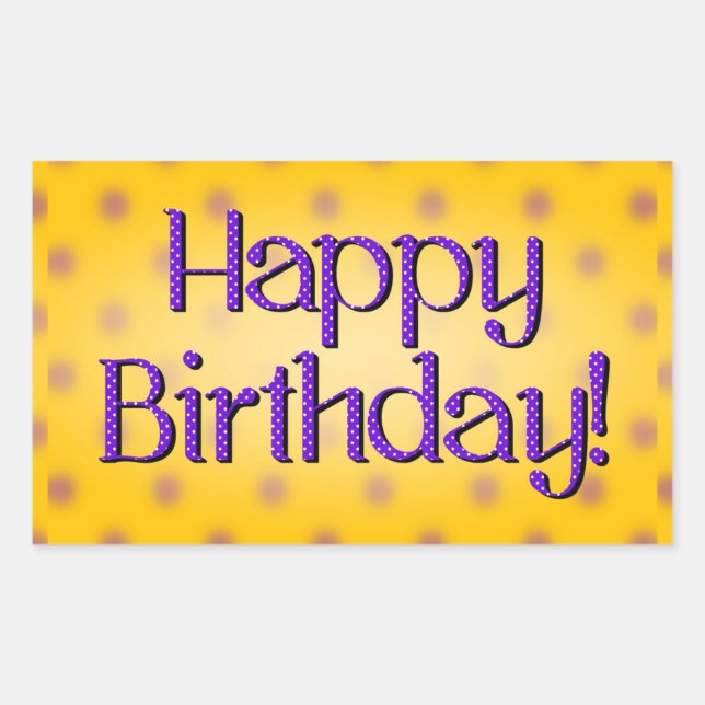 Sticker Rectangulaire Joyeux Anniversaire Bleu Polka Point Texte Bkgrd J (Devant)