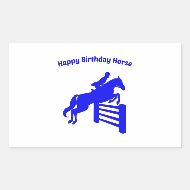 Sticker Rectangulaire Joyeux Anniversaire Chasseur Cheval Jumper, amoure (Devant)