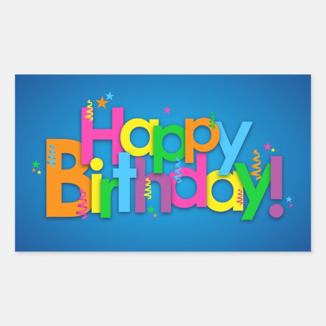 Sticker Rectangulaire Joyeux anniversaire - couleurs lumineuses (Devant)