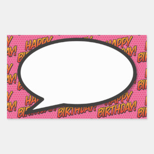 Sticker Rectangulaire Joyeux Anniversaire Discours Bubble Fun Retro Comi