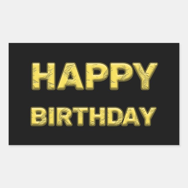 Sticker Rectangulaire Joyeux anniversaire en lettres d'or ! (Devant)