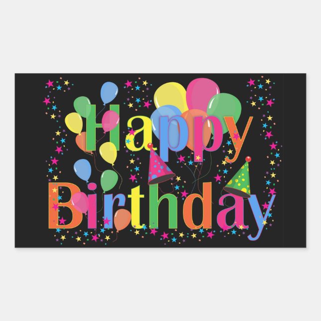 Sticker Rectangulaire Joyeux anniversaire, fête d'anniversaire (Devant)