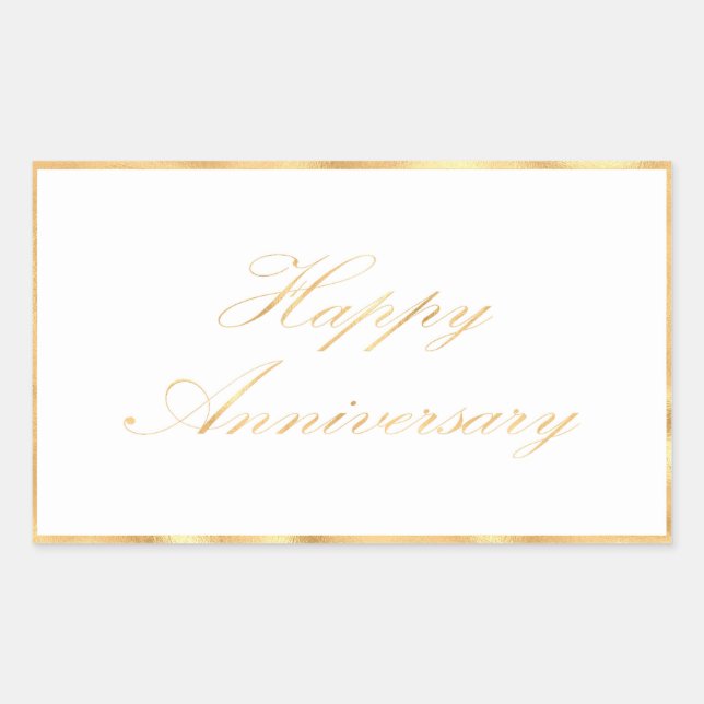 Sticker Rectangulaire Joyeux Anniversaire garniture or et écriture scrip (Devant)