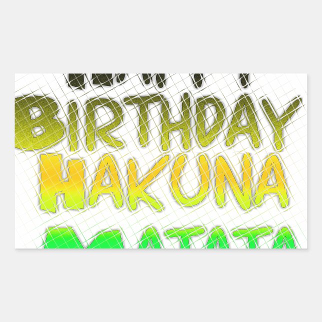 Sticker Rectangulaire Joyeux anniversaire Hakuna Matata eco Inspirationa (Devant)