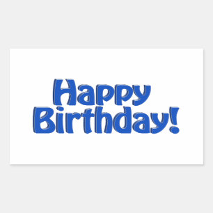 Sticker Rectangulaire Joyeux anniversaire HOBO Texte - Bleu