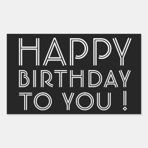 Sticker Rectangulaire "Joyeux Anniversaire !" Noir & Blanc